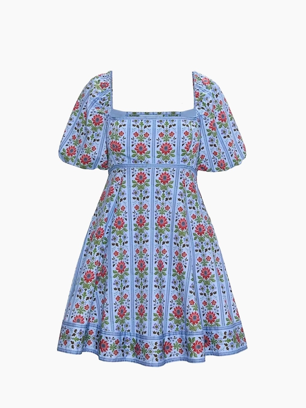 Hill House Light Blue Floral Sundress with Red & Green Print
